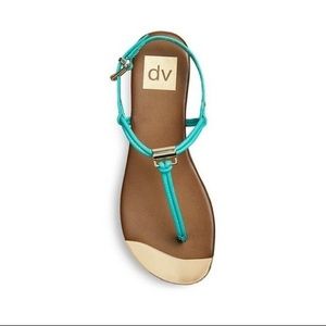 DV Sandal Turquoise Teal Thong Gold Details